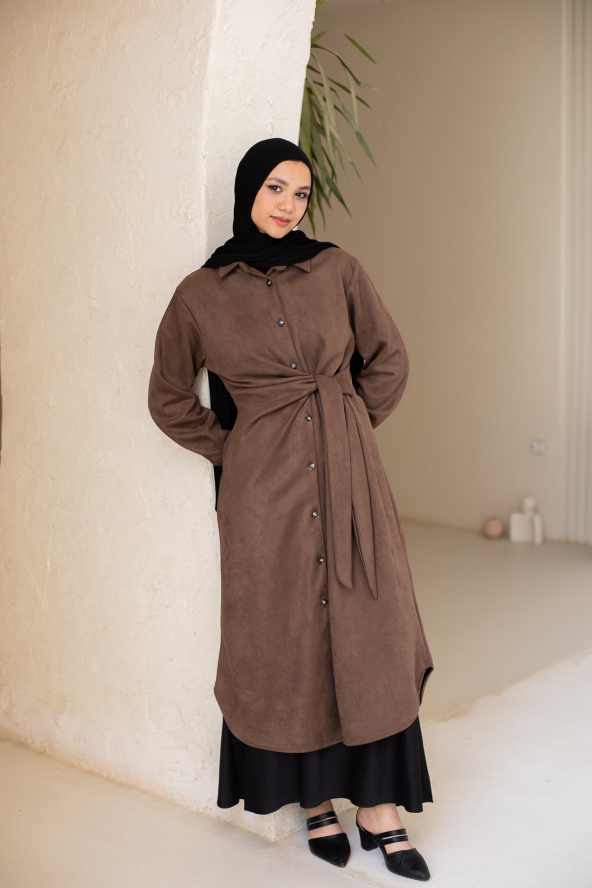 Tie Chemise dress in Brown