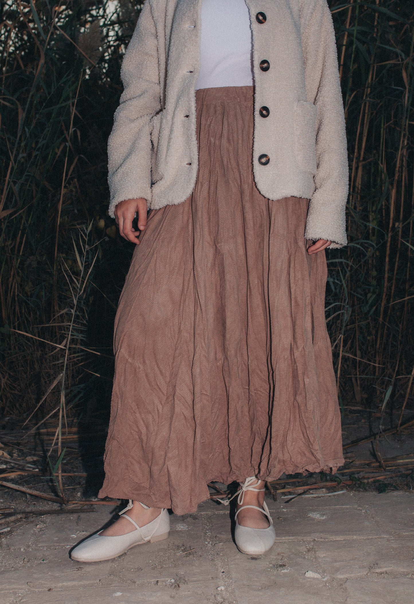 Crushed Skirt in Beige