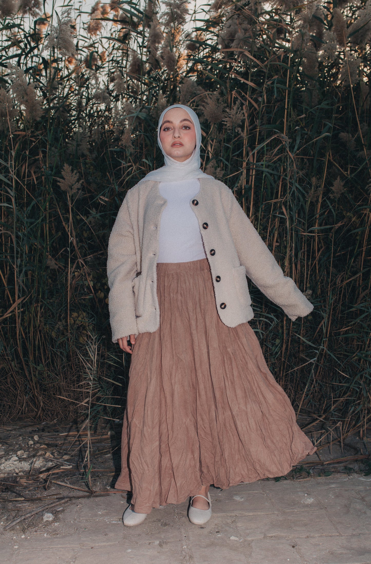 Crushed Skirt in Beige