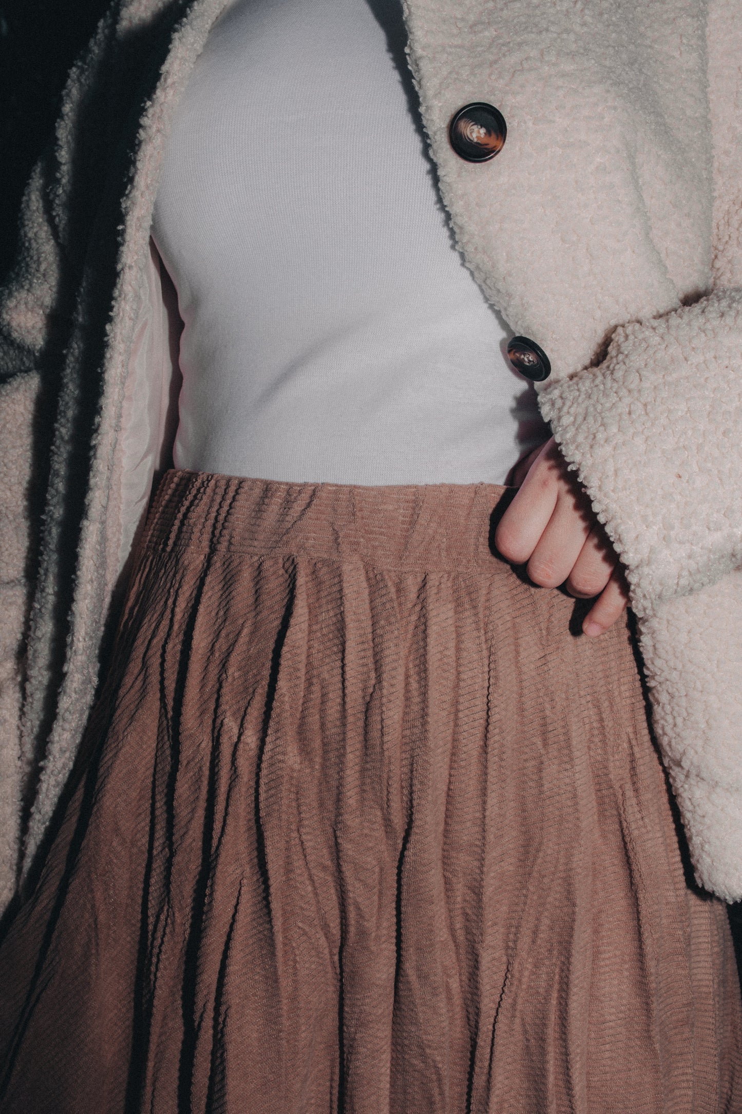 Crushed Skirt in Beige