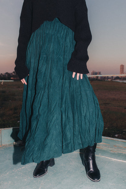 Crushed Skirt in Emerald