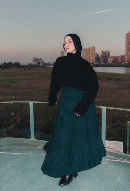Crushed Skirt in Emerald