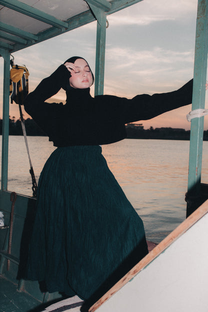 Crushed Skirt in Emerald