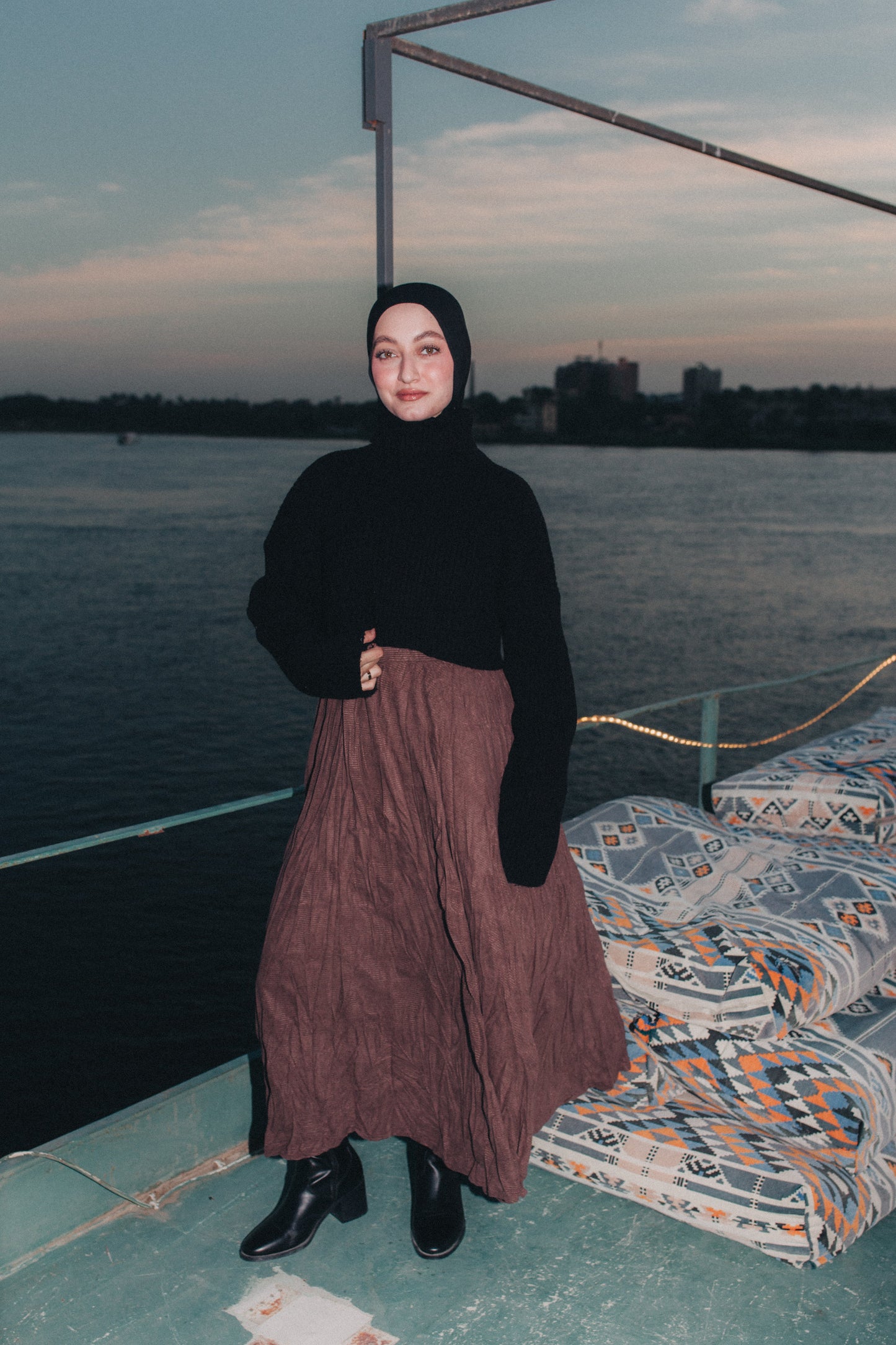 Crushed Skirt in Brown