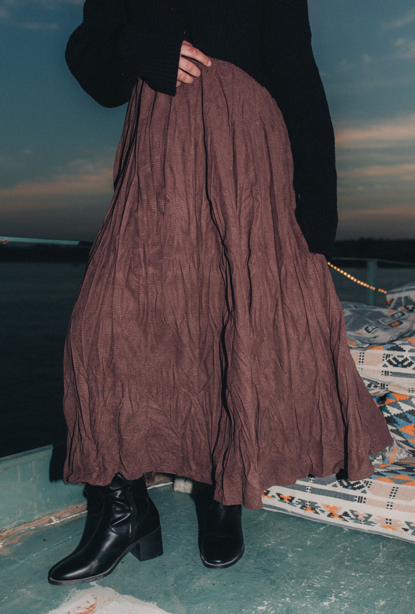 Crushed Skirt in Brown