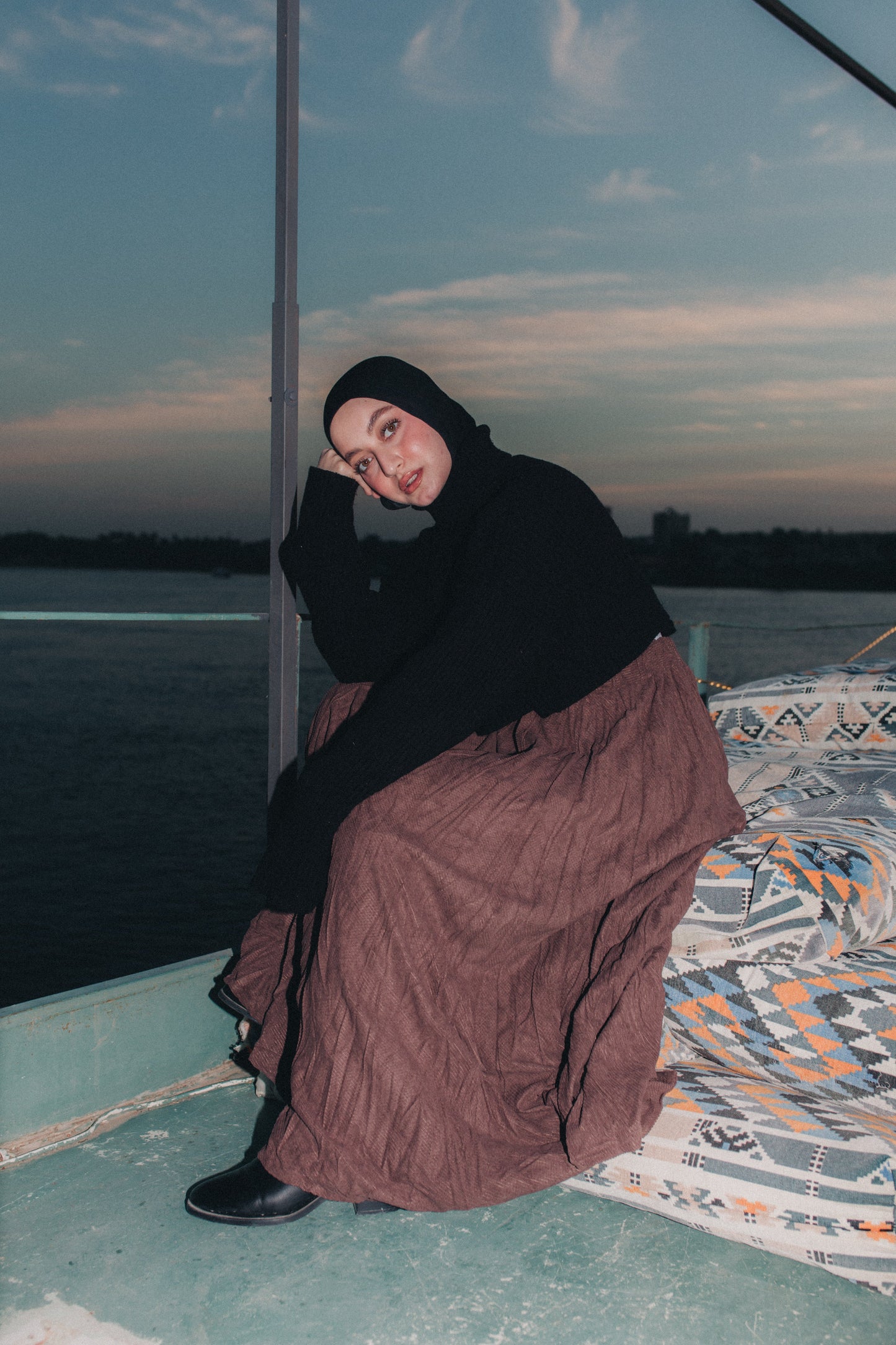 Crushed Skirt in Brown